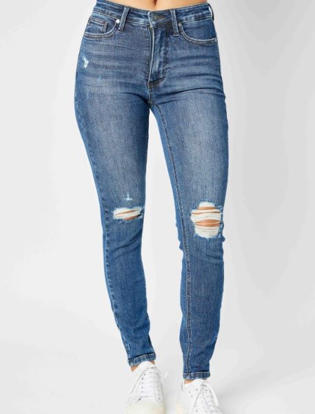 Judy Blue Total Control Mid Rise Tummy Control Skinny Jeans in Reg/Curvy 88798, Size 0/24 Blue