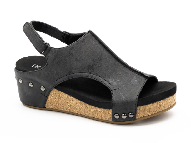 Corkys Volta II Wedge - 2" Heel - Black Metallic