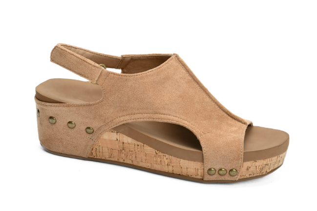 Corkys Volta II Wedge - 2" Heel - Camel Faux Suede