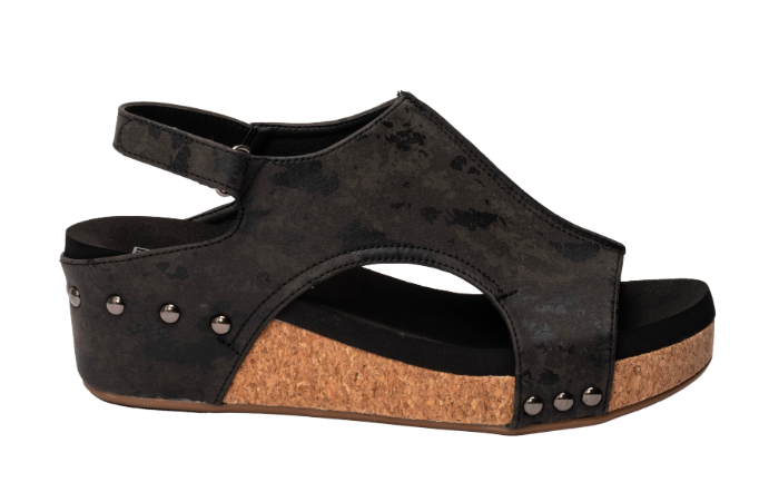 Corkys Volta II Wedge - 2" Heel - Black Metallic