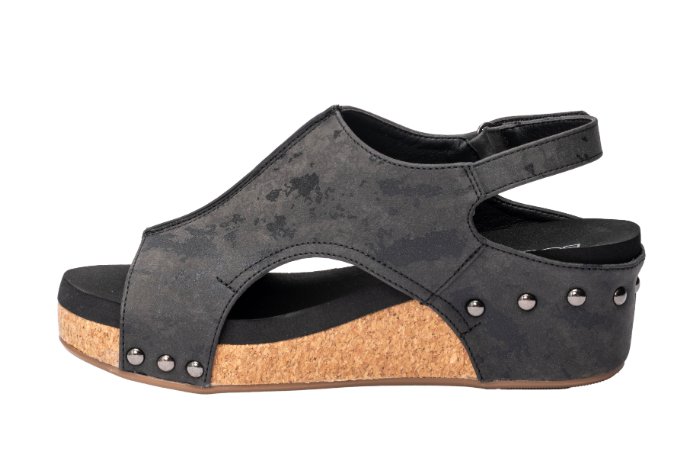 Corkys Volta II Wedge - 2" Heel - Black Metallic