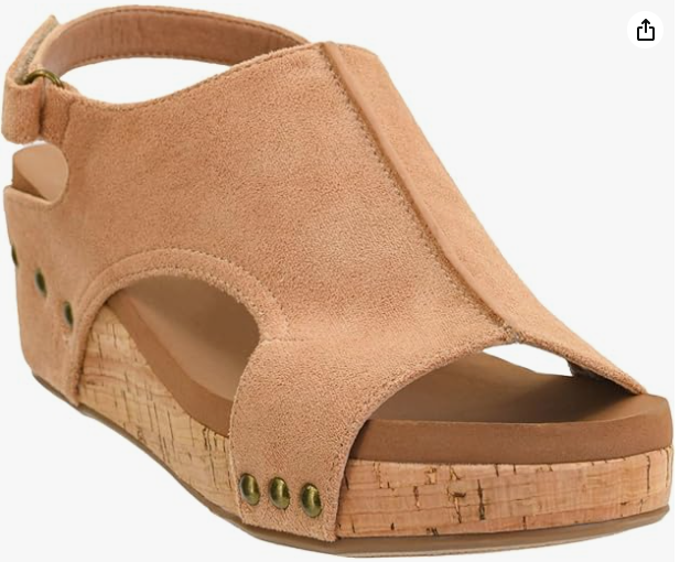 Corkys Volta II Wedge - 2" Heel - Camel Faux Suede