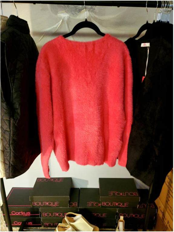 Cardigan - Marisol Fuzzy Cardigan- Super soft!!!! Black & Hot Pink